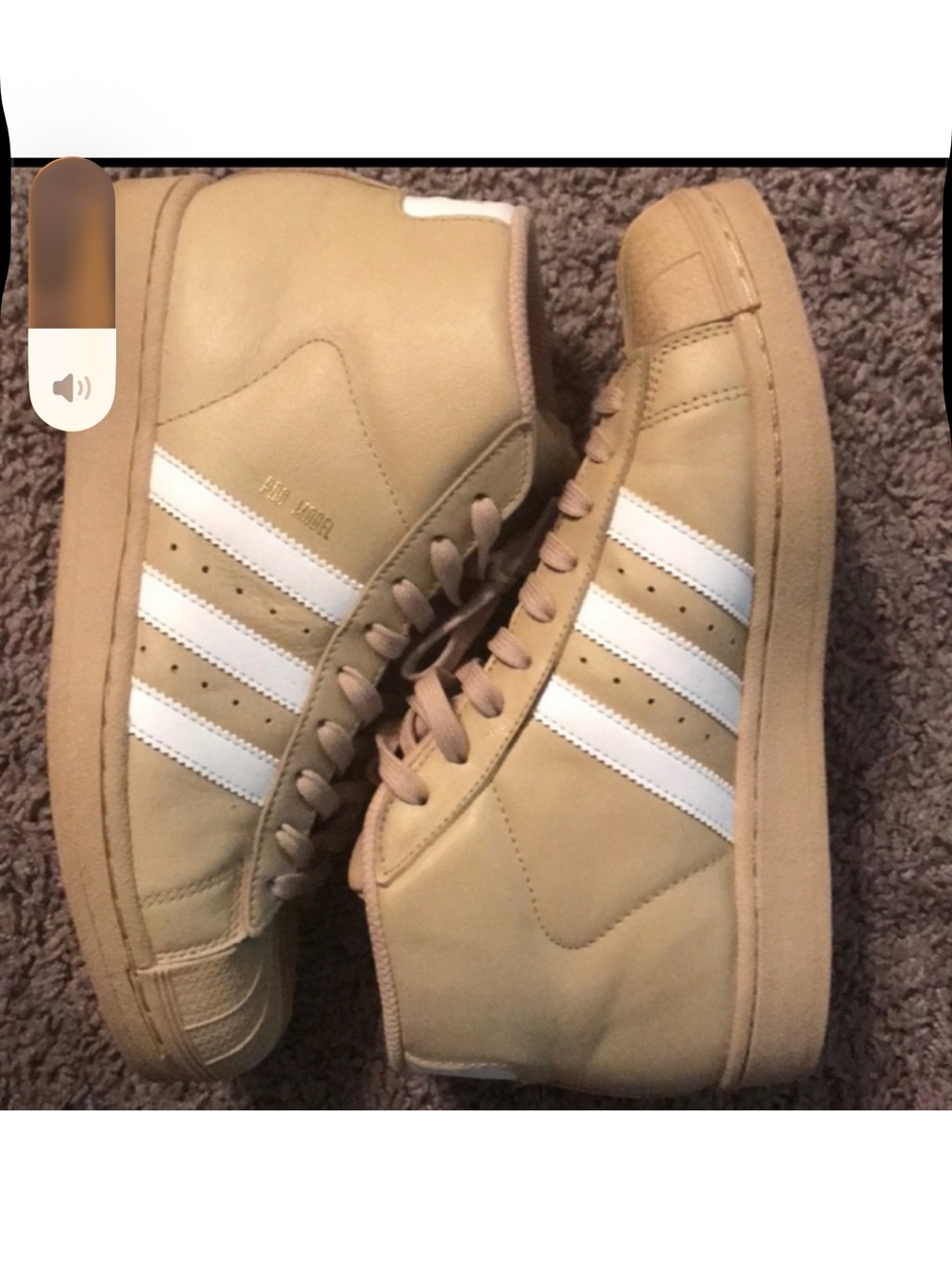 adidas Men’s High-Top Sneakers in Tan with White Stripes